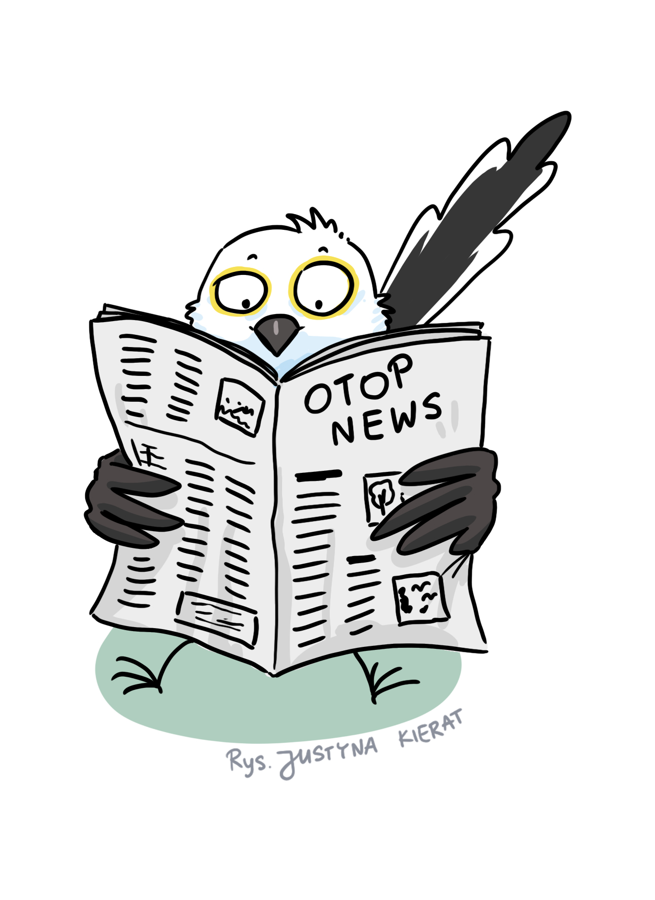 Ptak czytający gazetę OTOP news